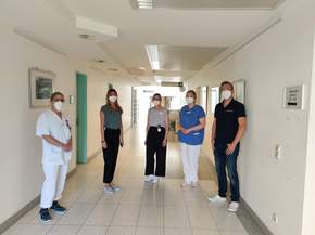 Einige Projektmitarbeiter "Eingabefreie Station" trafen sich im Rahmen der Simulationsstudie im Maria-Josef-Hospital in Greven